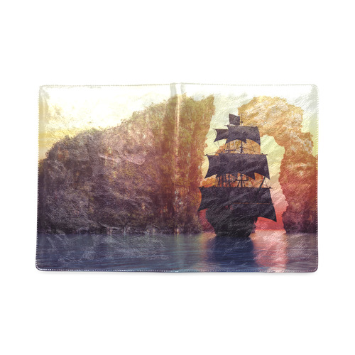 A pirate ship off an island at a sunset Custom NoteBook B5