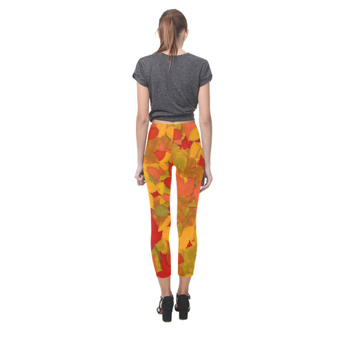 Abstract Autumn Leaf Pattern by ArtformDesigns Capri Legging (Model L02)