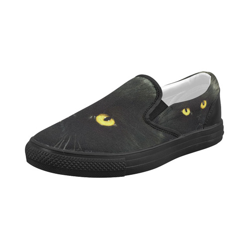 Black Cat Women's Slip-on Canvas Shoes (Model 019)