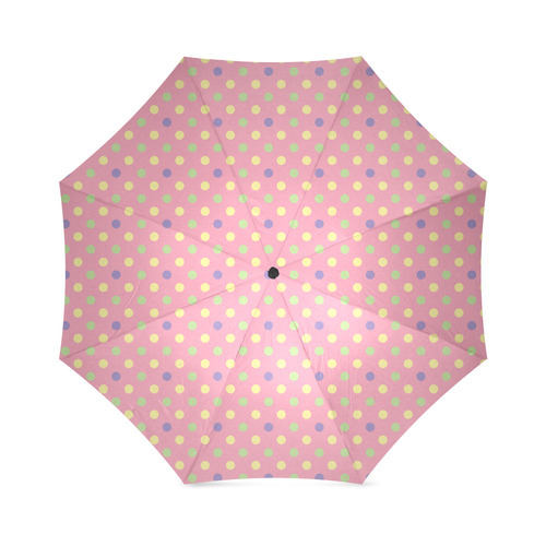 Pink With Green Dots Pattern Foldable Umbrella (Model U01)