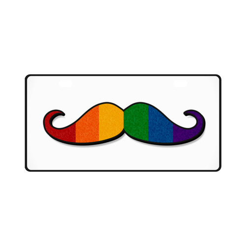 Rainbow Mustache License Plate