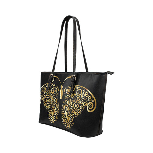 Golden Butterfly Leather Tote Bag/Large (Model 1651)