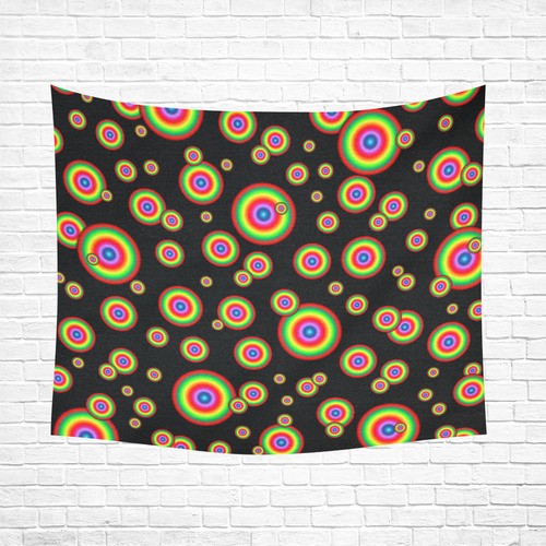 Neon Colored different sized targets Cotton Linen Wall Tapestry 60"x 51"