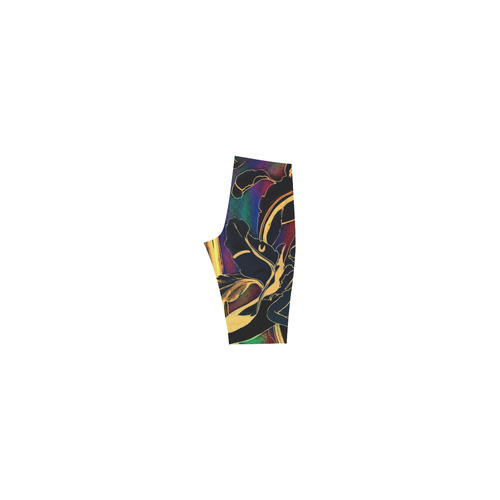 Blue Succulent Colorful golden night Hestia Cropped Leggings (Model L03)