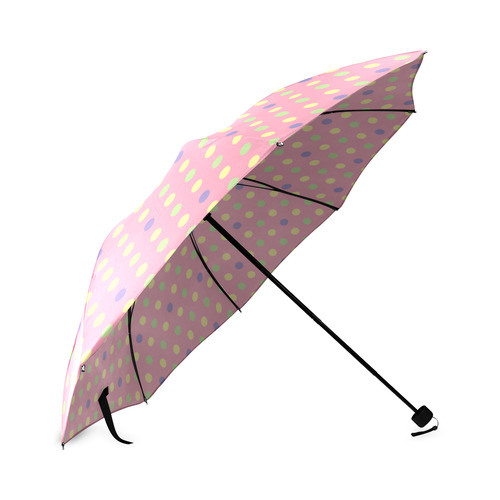 Pink With Green Dots Pattern Foldable Umbrella (Model U01)