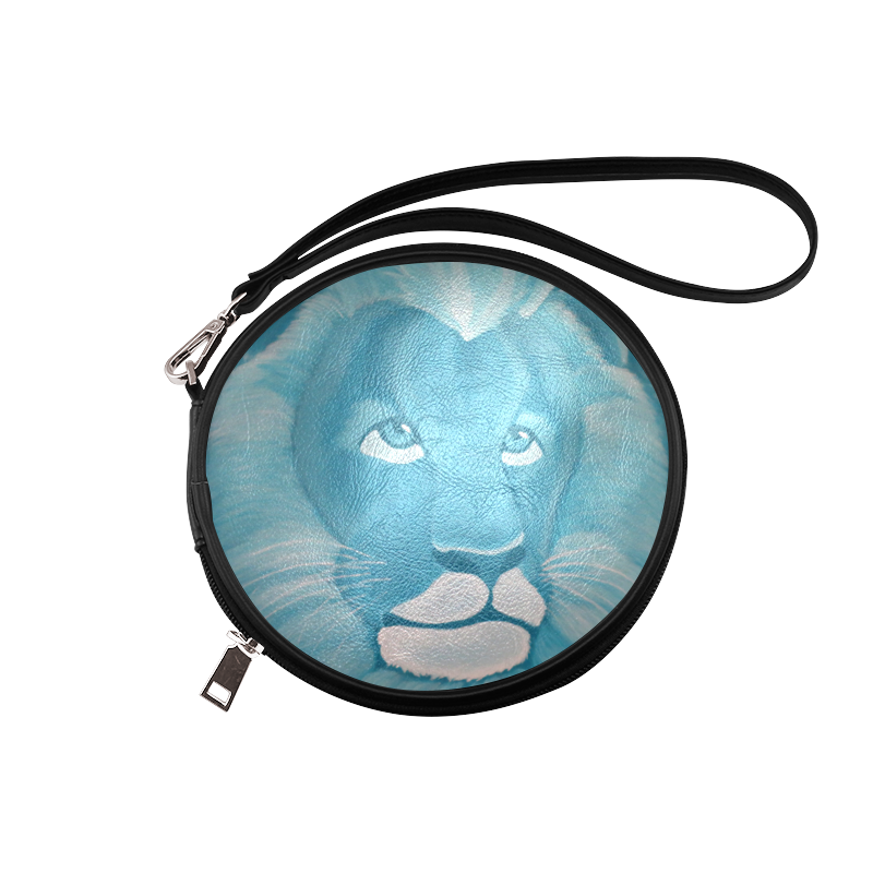 Turquoise Lion Round Makeup Bag (Model 1625) ID D780110