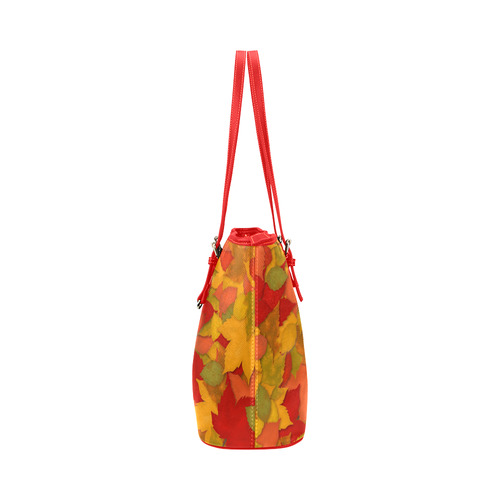 Abstract Autumn Leaf Pattern by ArtformDesigns Leather Tote Bag/Large (Model 1651)