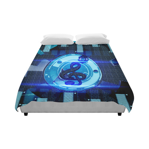 Music, clef in blue mechanical design Duvet Cover 86"x70" ( All-over-print)
