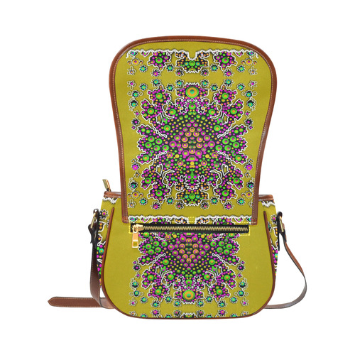 Fantasy flower peacock Mermaid with  pop art Saddle Bag/Small (Model 1649) Full Customization