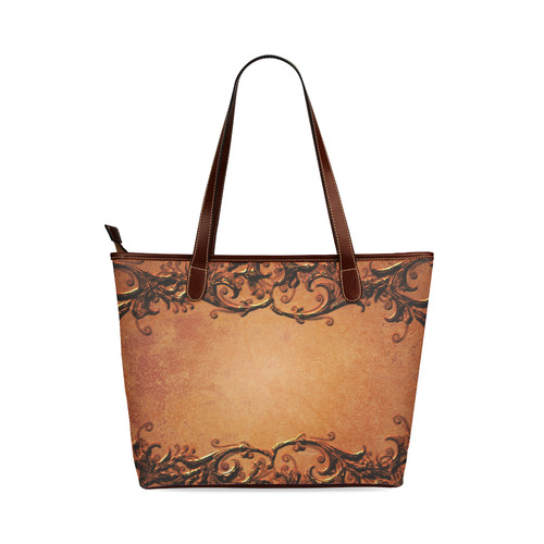 Decorative vintage design and floral elements Shoulder Tote Bag (Model 1646)