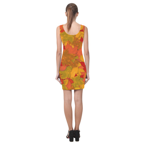 Abstract Autumn Leaf Pattern by ArtformDesigns Medea Vest Dress (Model D06)