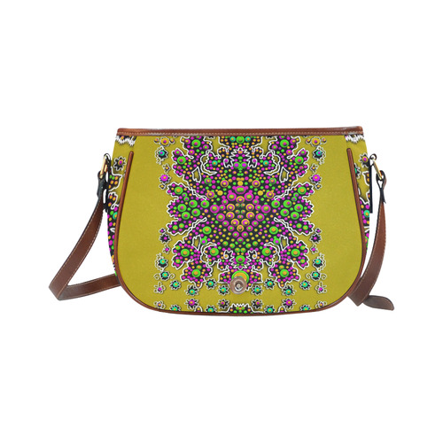 Fantasy flower peacock Mermaid with  pop art Saddle Bag/Small (Model 1649) Full Customization