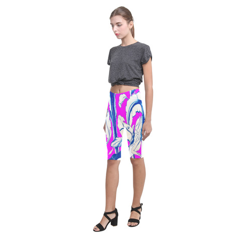 Blue Succulent Fuschia Hestia Cropped Leggings (Model L03)