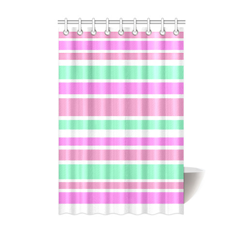 Pink Green Stripes Pattern Shower Curtain 48"x72"