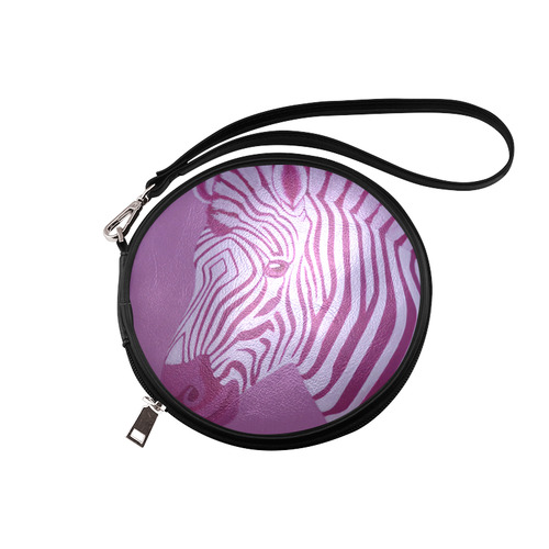 Magenta Zebra Round Makeup Bag (Model 1625) ID D780108