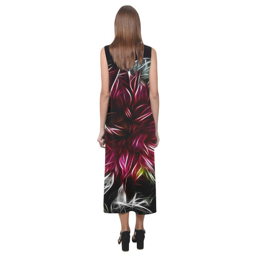 Brilliant Fractal Flower Of Light Phaedra Sleeveless Open Fork Long Dress (Model D08)