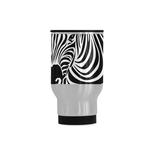 zebra opart, black and white Travel Mug (Silver) (14 Oz)