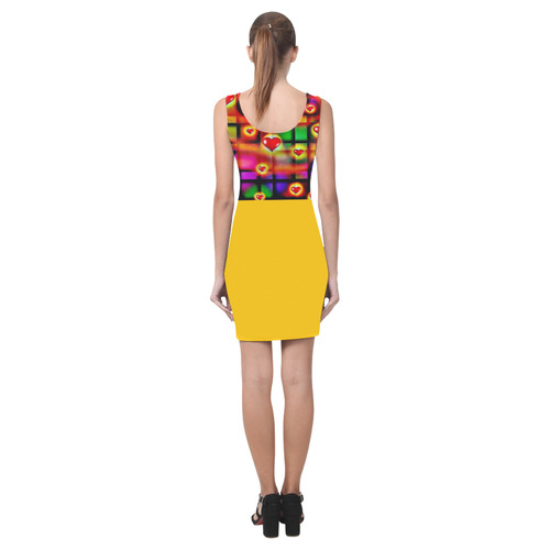 Hearts Parade Colorful Plaid Yellow Medea Vest Dress (Model D06)