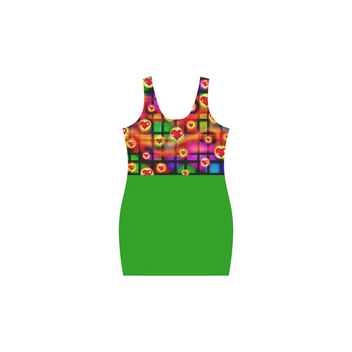 Hearts Parade Colorful Plaid Green Medea Vest Dress (Model D06)