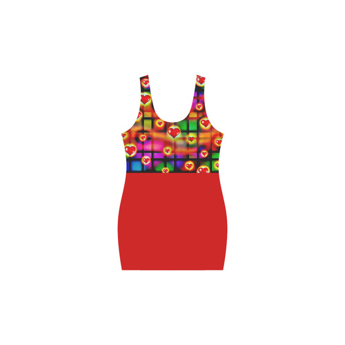 Hearts Parade Colorful Plaid Red Medea Vest Dress (Model D06)