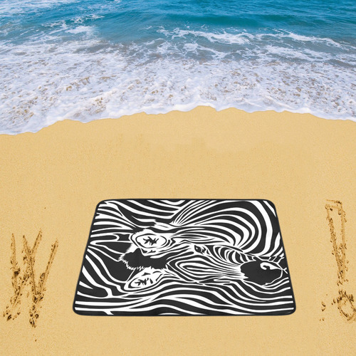 zebra opart, black and white Beach Mat 78"x 60"