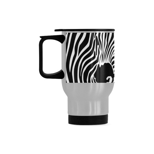 zebra opart, black and white Travel Mug (Silver) (14 Oz)