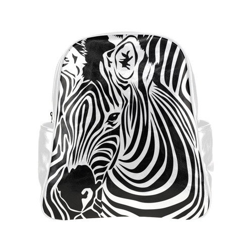 zebra opart, black and white Multi-Pockets Backpack (Model 1636)