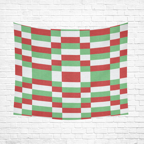 Christmas red and green pattern fabric Cotton Linen Wall Tapestry 60"x 51"