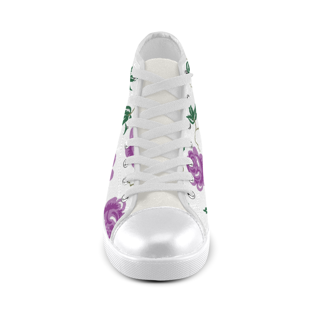 Pretty Floral Women's High Top Canvas Shoes (Model 002) ID D789599