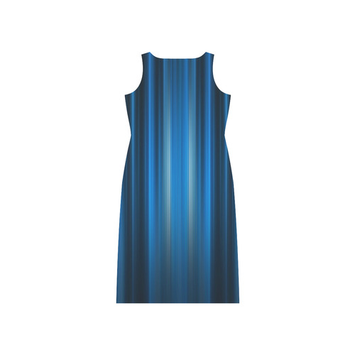 Brillant Blue Black Vertical Stripes Phaedra Sleeveless Open Fork Long Dress (Model D08)