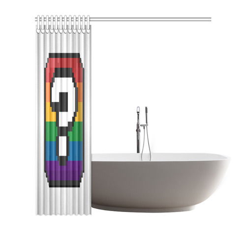 Pixel Rainbow Question Mark "?" Box Shower Curtain 72"x72"