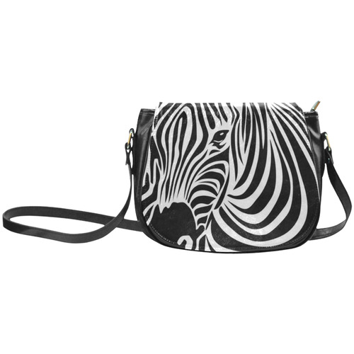 zebra opart, black and white Classic Saddle Bag/Large (Model 1648)