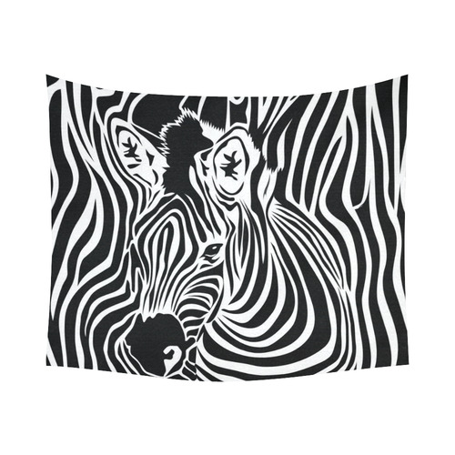 zebra opart, black and white Cotton Linen Wall Tapestry 60"x 51"