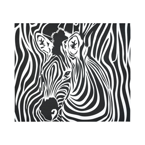 zebra opart, black and white Cotton Linen Wall Tapestry 60"x 51"