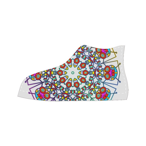 CRAZY HAPPY FREAK Mandala multicolored Women's Classic High Top Canvas Shoes (Model 017)