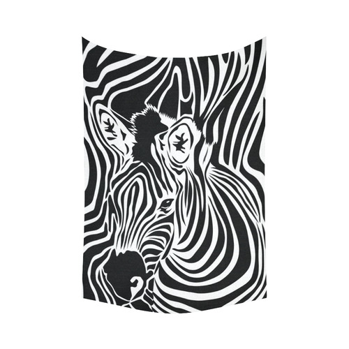 zebra opart, black and white Cotton Linen Wall Tapestry 60"x 90"