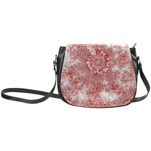 INDIA Patterns MANDALA CLOUDY Clotting Red White Classic Saddle Bag/Small (Model 1648)