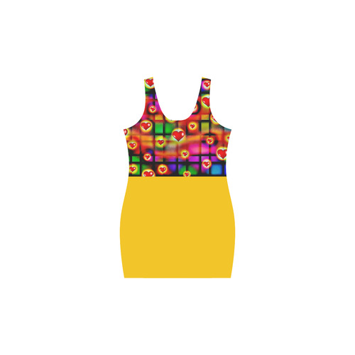 Hearts Parade Colorful Plaid Yellow Medea Vest Dress (Model D06)