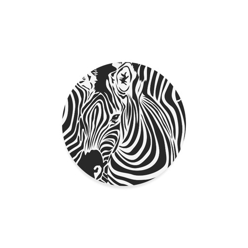 zebra opart, black and white Round Coaster