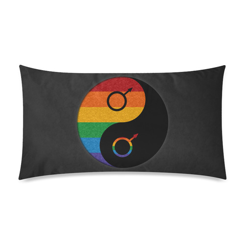 Gay Pride Yin and Yang Rectangle Pillow Case 20"x36"(Twin Sides)