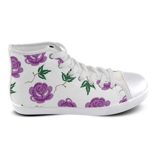 Pretty Floral Women's High Top Canvas Shoes (Model 002) ID D789599
