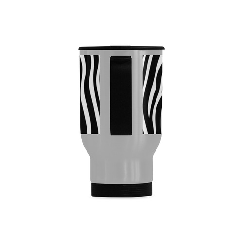 zebra opart, black and white Travel Mug (Silver) (14 Oz)