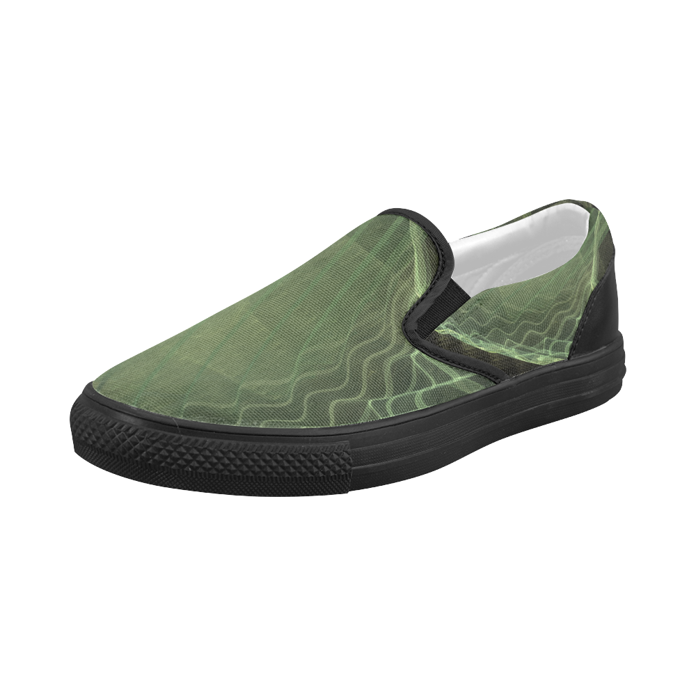 green canvas slip on shoes