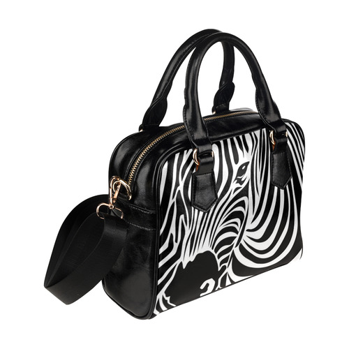 zebra opart, black and white Shoulder Handbag (Model 1634)