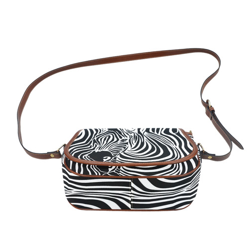 zebra opart, black and white Saddle Bag/Small (Model 1649) Full Customization