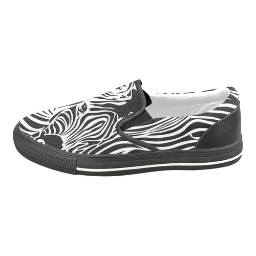 zebra opart, black and white Women's Unusual Slip-on Canvas Shoes (Model 019)