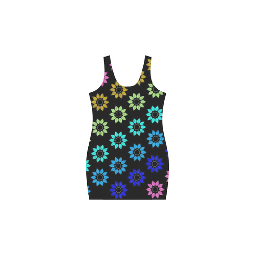 Rainbow Floral Black Medea Vest Dress (Model D06)