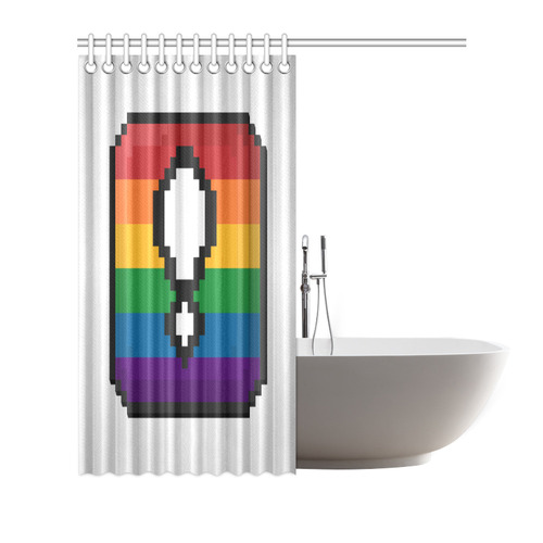 Pixel Rainbow Exclamation Point "!" Box Shower Curtain 72"x72"