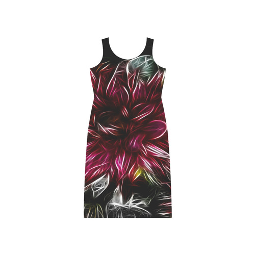 Brilliant Fractal Flower Of Light Phaedra Sleeveless Open Fork Long Dress (Model D08)