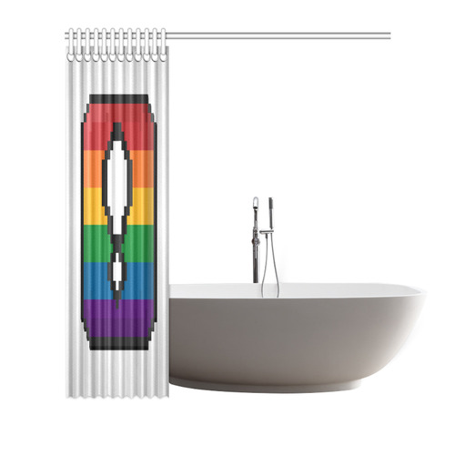 Pixel Rainbow Exclamation Point "!" Box Shower Curtain 72"x72"